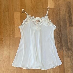 Vintage White Sheer Sequin Lace Slip Dress